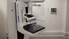 Mammography machine ready to screen a patient